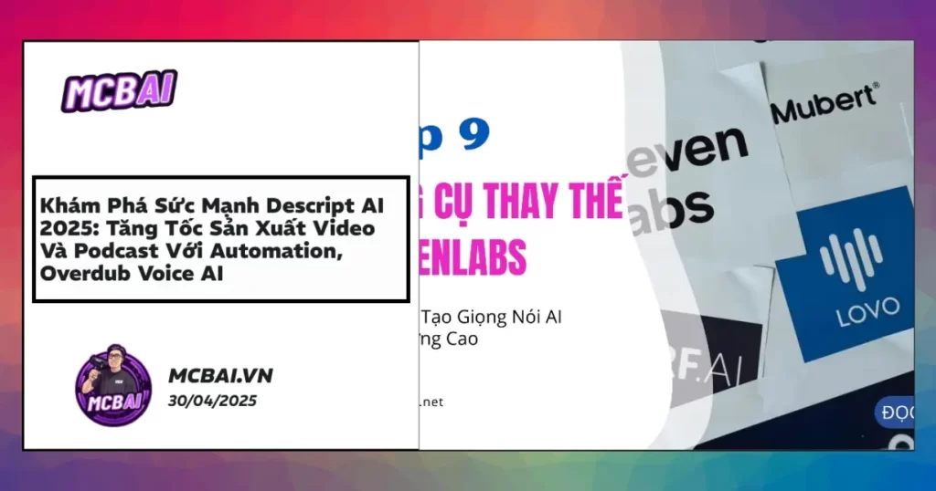 Giao diện chỉnh sửa và tự động hóa video chuyên nghiệp với Descript AI 2025, hỗ trợ overub voice và workflow automation.