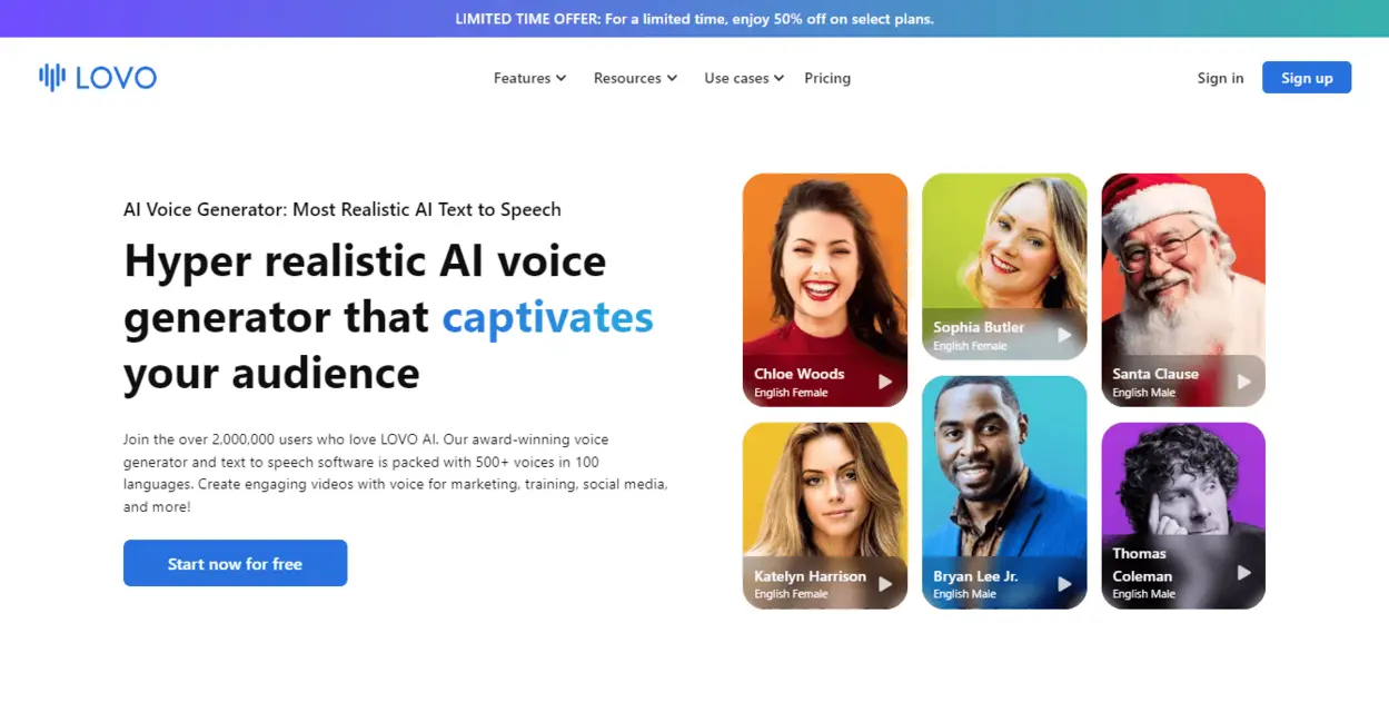 Lovo AI voice generator natural sounding AI voices comparison chart 2025