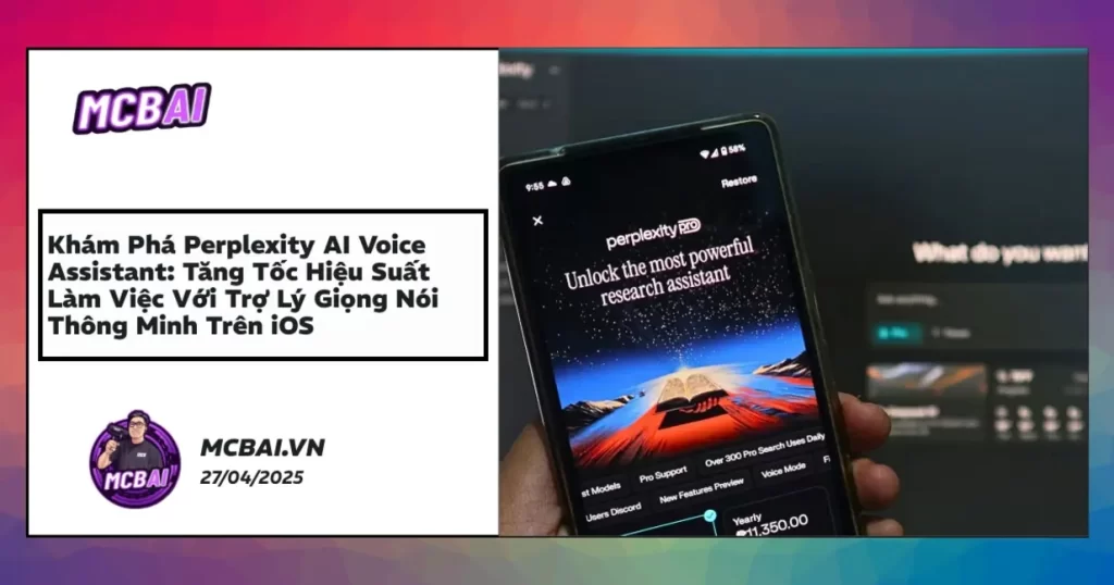 Giao diện Perplexity AI Voice Assistant với các tính năng trợ lý giọng nói thông minh trên iOS