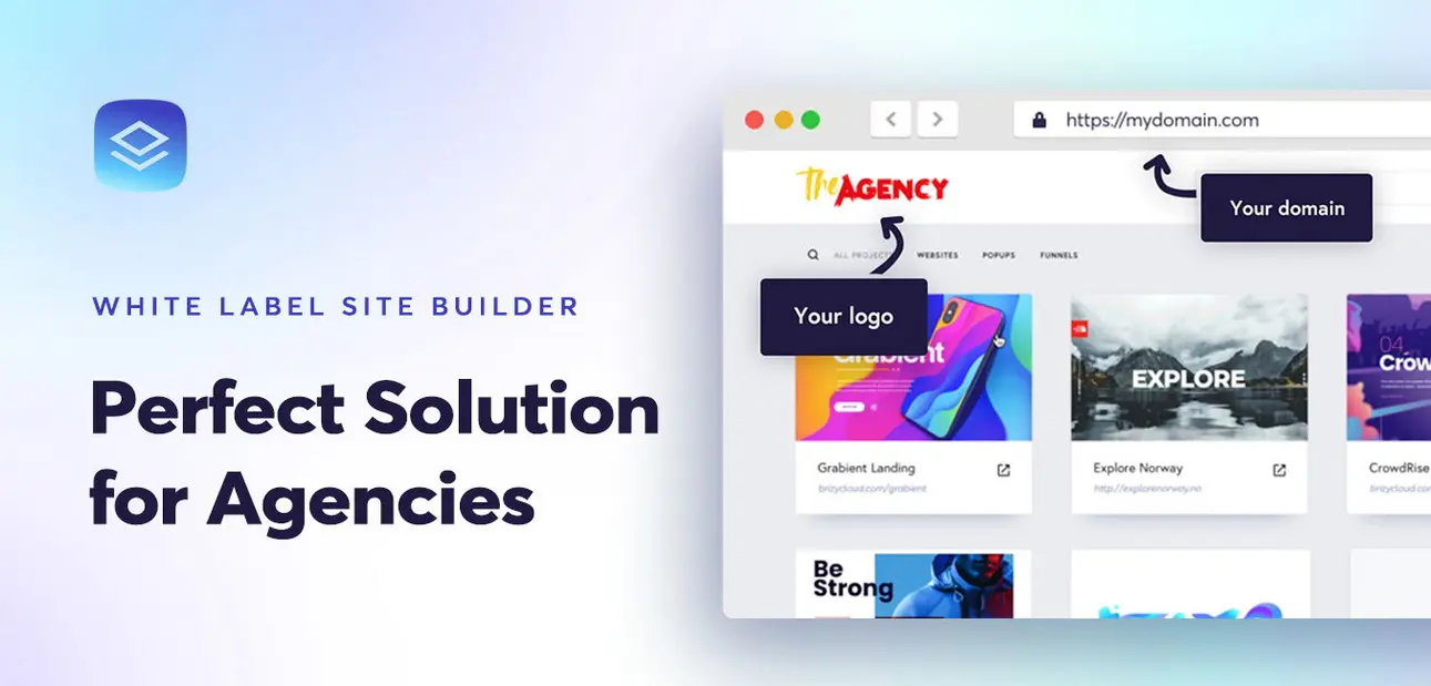 White label website builder for agencies: branded dashboard and client management features