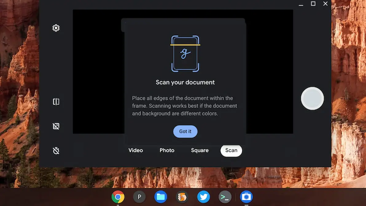 Chrome scanner interface with PDF document