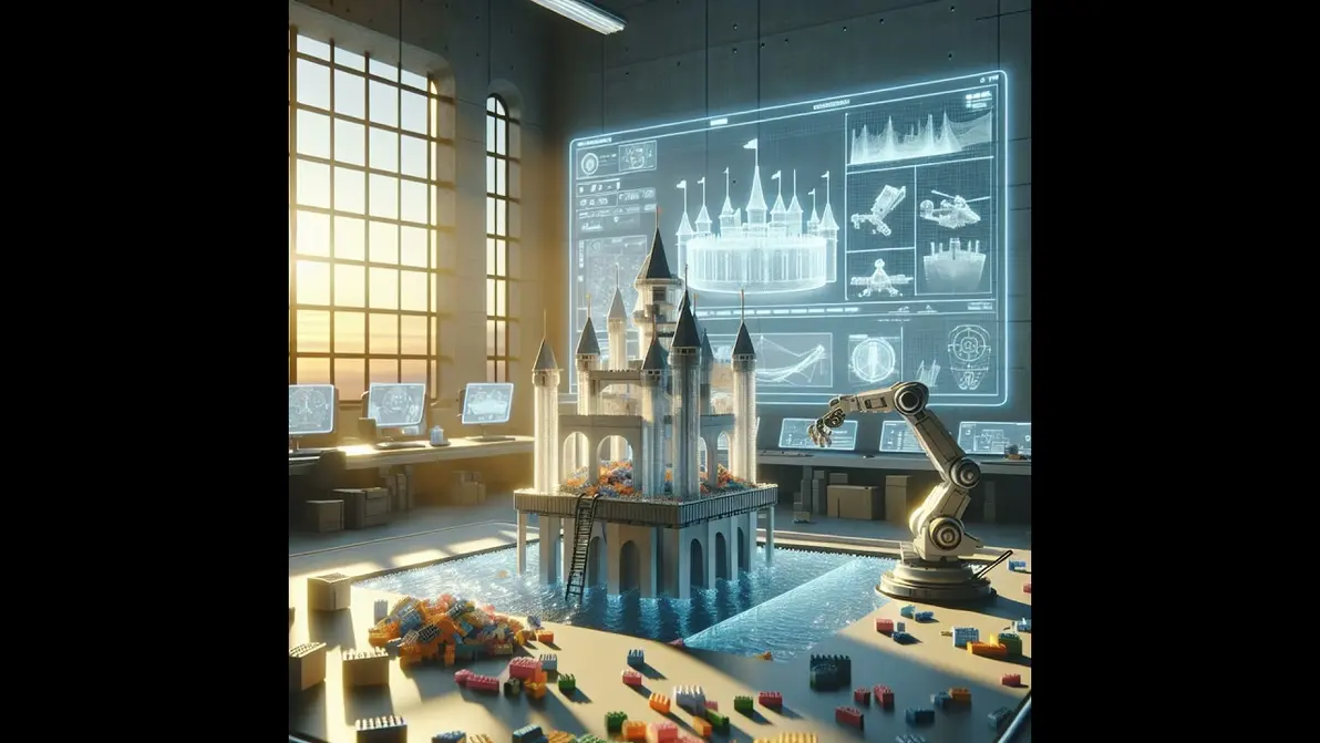 Lego pieces forming architectural prototype