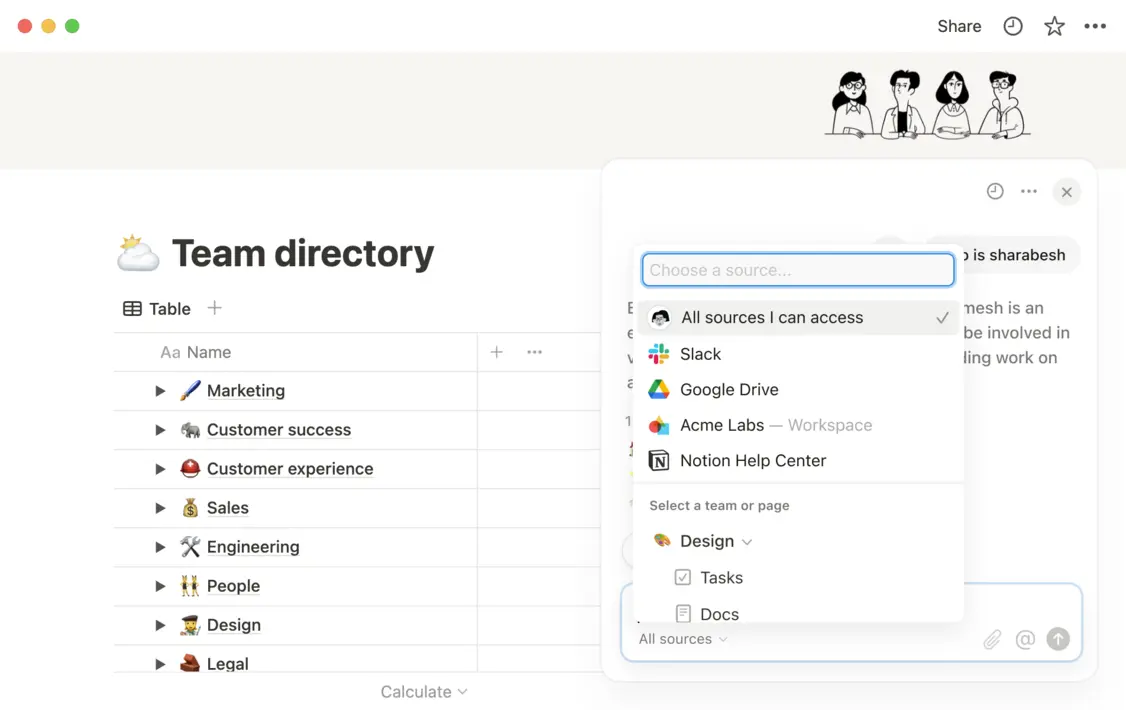 2025 Notion AI workspace dashboard showcasing productivity features and collaboration tools