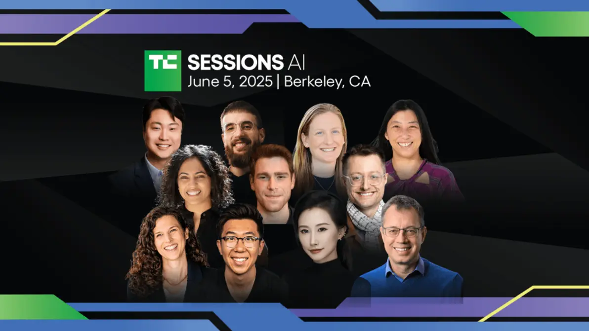 Attendees networking at AI conference