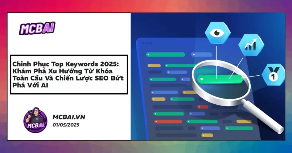 Biểu đồ xu hướng top keywords 2025 và chiến lược SEO với AI bứt phá thứ hạng Google.