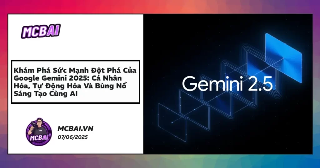 Google Gemini 2025 AI ecosystem overview with personalized assistant, Mariner workflow automation, Veo 3 video, Imagen 4 image creation, Gemini Gems community sharing.