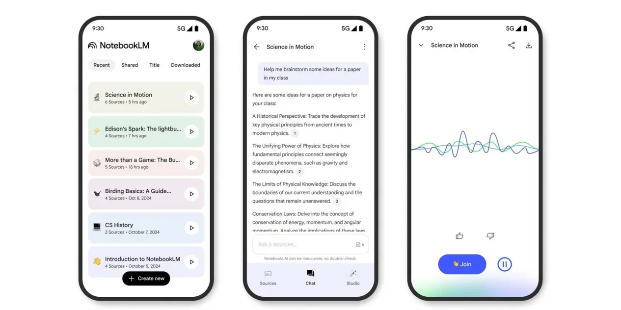 NotebookLM on Android and iOS devices