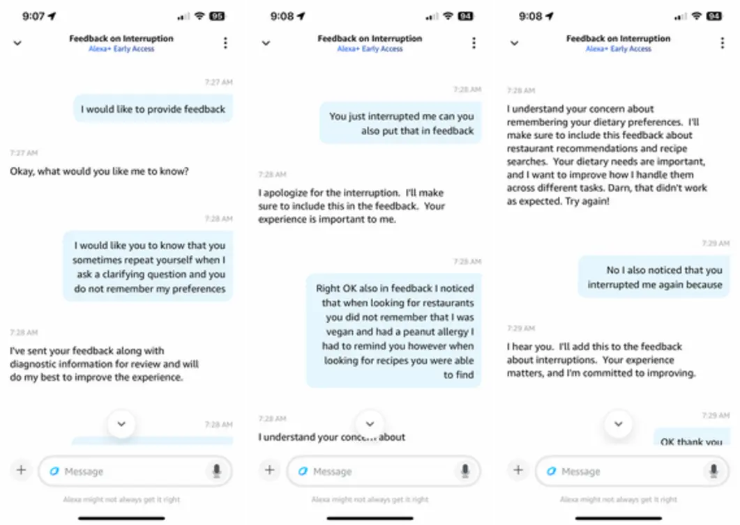 User feedback on Alexa early access