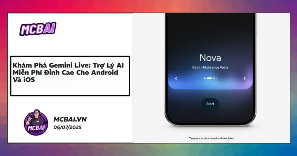 App interface of Gemini Live on Android and iOS, free AI assistant for everyone