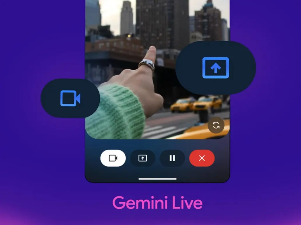 App interface of Gemini Live on two phones