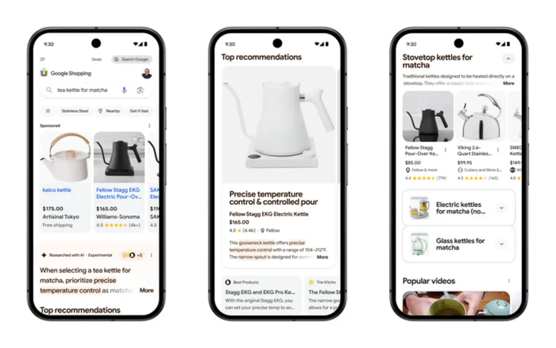 Google Shopping AI features panel